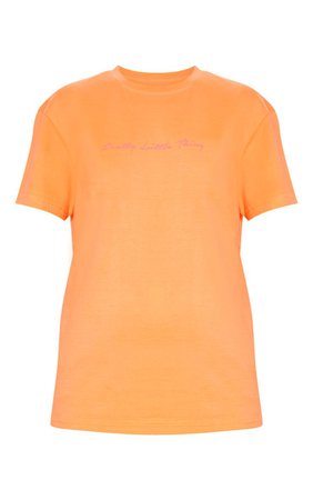 PRETTYLITTLETHING Peach Slogan Oversized T Shirt | PrettyLittleThing