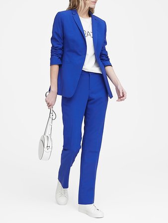 Long and Lean-Fit Washable Wool-Blend Blazer | Banana Republic