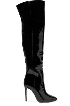 Aquazzura | Alma 105 patent-leather over-the-knee boots | NET-A-PORTER.COM