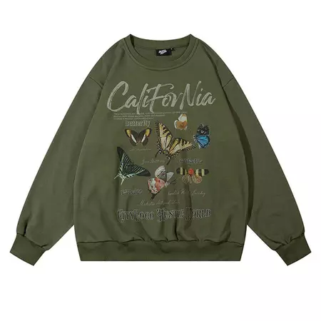 Butterfly Print Vintage Sweatshirt | Aesthetic Outfits – Boogzel Clothing