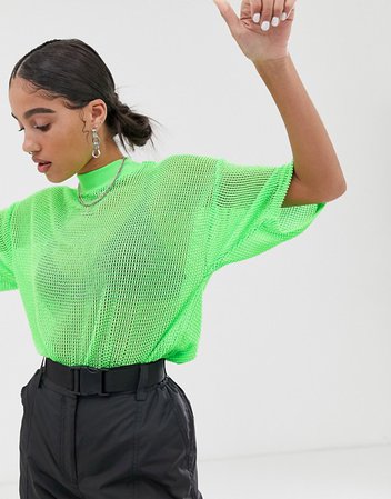 ASOS DESIGN oversized mesh t-shirt in neon green | ASOS