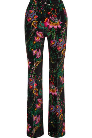 Paco Rabanne | Floral-print cotton-blend velvet slim-leg pants | NET-A-PORTER.COM