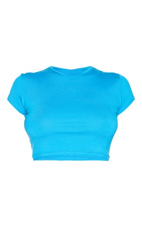 PLT Blue Basic Short Sleeve Crop T Shirt