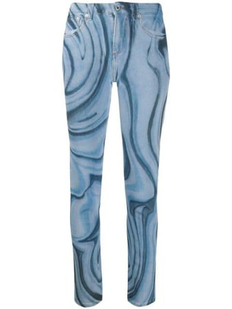 Blue Off-White Psychedelic Print Skinny Jeans For Women | Farfetch.com