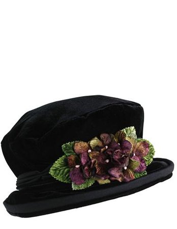 Devon Violets Hat | Black Velvet Hat