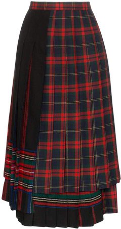 Rentrayage pleated tartan skirt