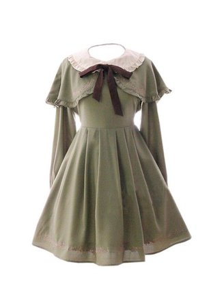 vintage dress green Lolita bow collar