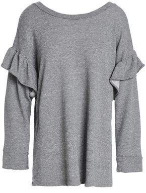 Ruffle-trimmed Melange French Cotton-blend Terry Sweatshirt