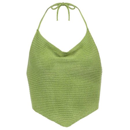 Green Knit Halter Crop | Own Saviour