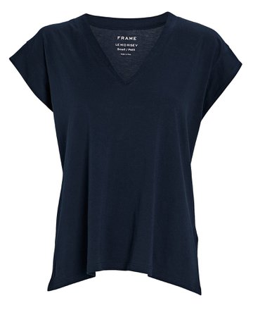 FRAME Le High Rise V-Neck Cotton T-Shirt | INTERMIX®