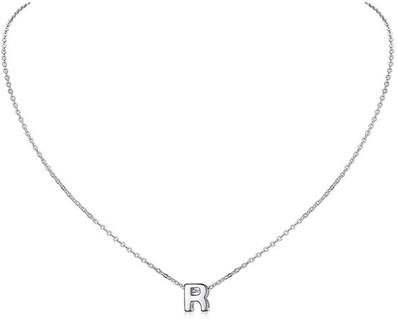 Amazon.com: 925 Sterling Silver Tiny Dainty Initial Necklace Personalized Letter Necklace Name Jewelry for Women Girls Girlfriend Gift Letter R : Clothing, Shoes & Jewelry