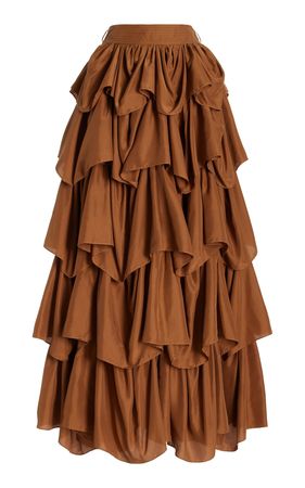 Samira Tiered Ruffle Silk Maxi Skirt By Ulla Johnson | Moda Operandi