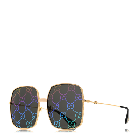 GUCCI Metal Rectangular Frame Sunglasses GG0414S Multi $685
