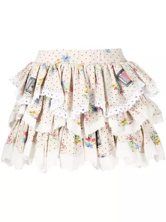 Natasha Zinko floral-print Tiered Mini Skirt - Farfetch