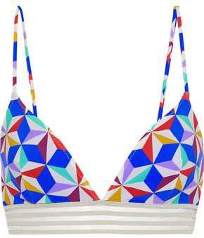 Ines Mesh-trimmed Printed Triangle Bikini Top