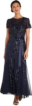 Amazon.com: R&M Richards Women's One Piece Short Sleeve Embelished Sequins Gown : Clothing, Shoes & Jewelry