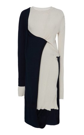 Ribbed Two-Tone Mohair-Blend Midi Dress by Bottega Veneta | Moda Operandi