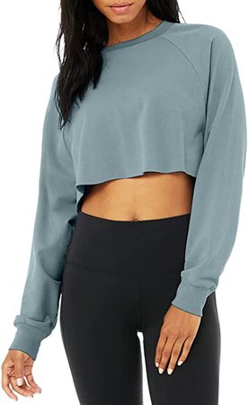 Sanutch Long Sleeve Crop Top Cropped Sweatshirt Pullover Casual Crop Tops at Amazon Women’s Clothing store