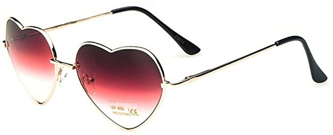 Amazon.com: Flowertree Women's S014 Heart Aviator 55mm Sunglasses, Red, Medium: Clothing