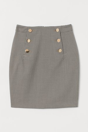 Knee-length Skirt - Khaki/Houndstooth-patterned - Ladies | H&M US