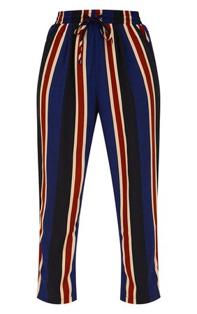 Petite Navy Stripe Casual Pants | Petite | PrettyLittleThing USA