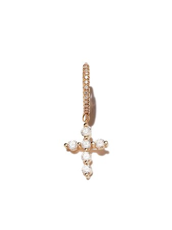 Shop Persée 18K yellow gold Cross hoop earring with Express Delivery - FARFETCH