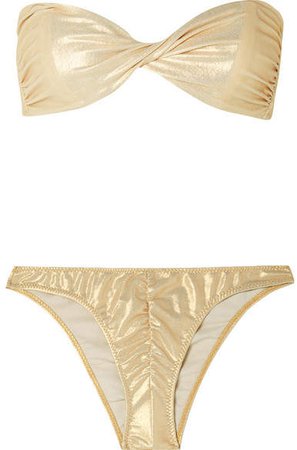 Alexia Ruched Metallic Bandeau Bikini - Gold