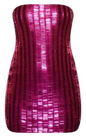 Pink Premium Sequin Bandeau Bodycon Dress | PrettyLittleThing USA