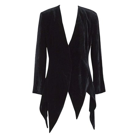 Moschino couture 1990s vintage black silk velvet which witch jacket For Sale at 1stDibs