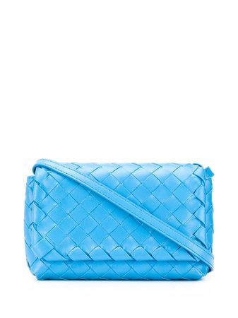 Shop blue Bottega Veneta Intrecciato mini crossbody bag with Express Delivery - Farfetch