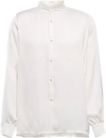 Silk Satin Shirt in White - Saint Laurent