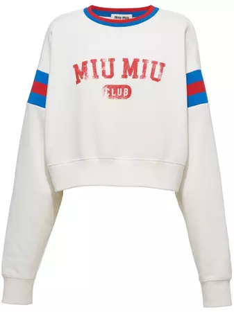 Miu Miu logo-print Cropped Sweatshirt - Farfetch