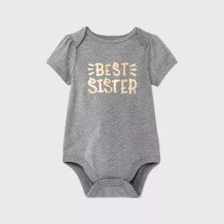 Baby Girls' 'Best Sister' Knit Hat Top & Bottom Set - Cat & Jack™ Gray : Target