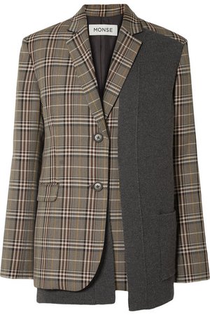 Monse | Paneled checked woven blazer | NET-A-PORTER.COM