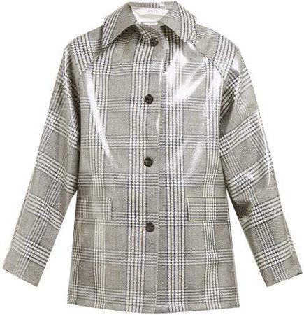 Kassl Editions - Checked Lacquered Single Breasted Coat - Womens - Grey Multi