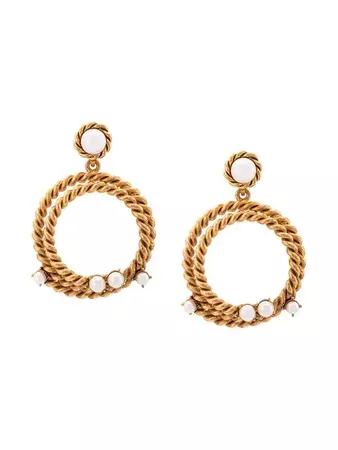 OSCAR DE LA RENTA rope pearl hoop earrings
