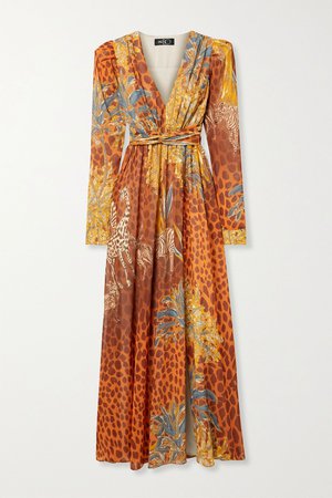 Orange Margot printed chiffon maxi dress | PatBO | NET-A-PORTER