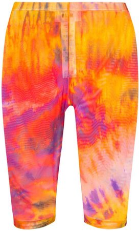 tie-dye print knee-length cycling shorts
