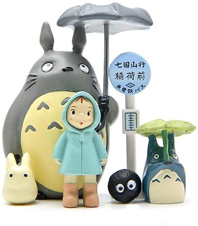Amazon.com: 6 Pcs Totoro Figurine Set, Miniature Home Fairy Garden Micro Totoro Bus Station Landscape Ornament Decorations – Figures for Crafts and Home Decor: Home & Kitchen