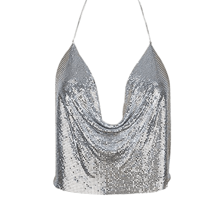 Laite Hebe Nightclub style Cami Tanks Adjustable size ,Suitable for S-XXL,Silver || Top Silver Grey