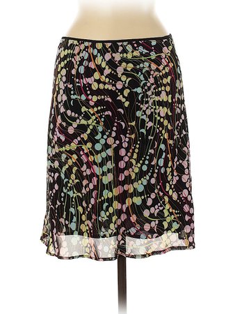 Lily 100% Polyester Color Block Floral Black Green Casual Skirt Size S - 71% off | thredUP