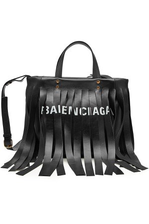 Logo Fringed Leather Tote Gr. One Size
