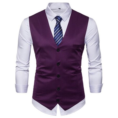 Online Shop Pure Color New Male Suit Vests Black Purple Wine Red Comfortable Elegant Mens Business Banquet Wedding Dress Vest Men | Aliexpress Mobile