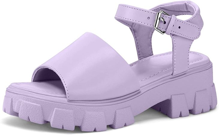 Amazon.com | mysoft Women's Platform Chunky Sandals Lug Sole Open Toe with Buckle Ankle Strap | Platforms & Wedges