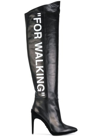 Shop black Off-White "For Walking" knee-high boots with Express Delivery - Farfetch