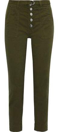 Kyrah Cropped Belted Cotton-blend Twill Slim-leg Pants