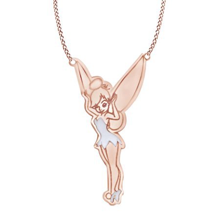 Jewel Zone US - Tinker Bell Pendant Necklace In 14k Rose Gold Over Sterling Silver - Walmart.com - Walmart.com