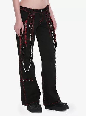 Tripp Black And Red Plaid Lace-Up Chain Pants | Hot Topic