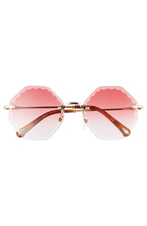 Chloé Rosie 58mm Gradient Octagonal Rimless Sunglasses | Nordstrom