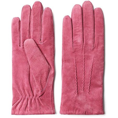 pink suede gloves